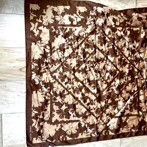 Anne Klein Olive Green and Brown Floral Scarf